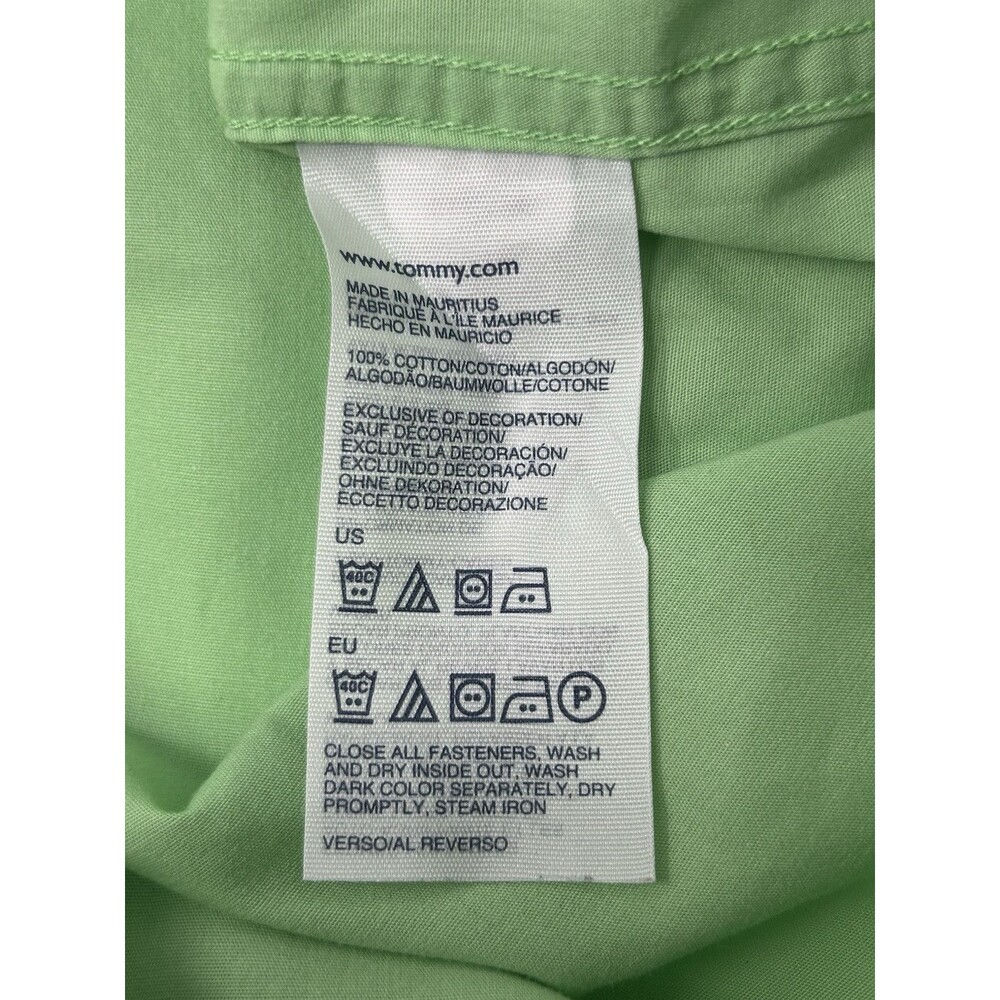 Tommy Hilfiger City Poplin Slim Lime Green Short Sleeve Shirt Mens XXL - Picture 6 of 10